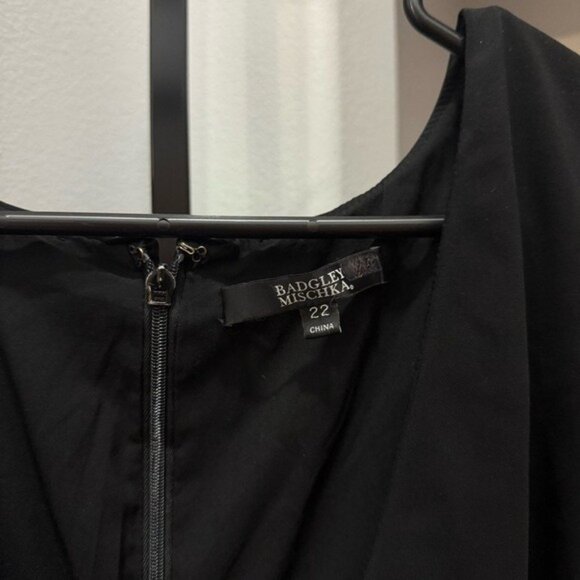 Badgley Mischka Sequin Skirt Gown High Low V Neck Evening Dress Size 22 Sequins - Picture 4 of 6